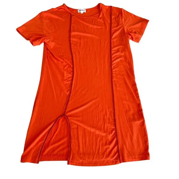Superdown Revolve Shirt Dress Simona Tee Dress Size Small Orange EUC Soft Chic - Picture 3 of 6